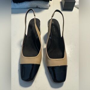 Anne Klein Black and Tan Slingback Heels